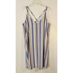 Womens Medium Dress, Sheath, Stripes, White Blue Red, Xhilaration